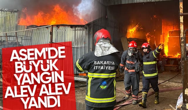 Serdivan ASEM'de mobilya imalathanesi çıkan yangında küle döndü. 