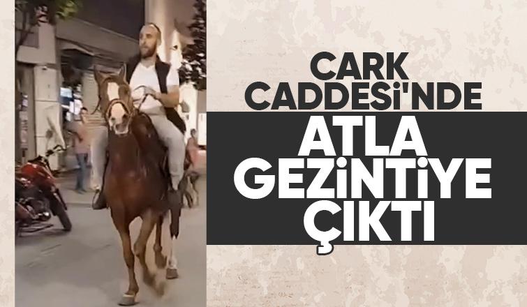 Çark Caddesi'nde şaşkına çeviren olay; Atla dolaştı