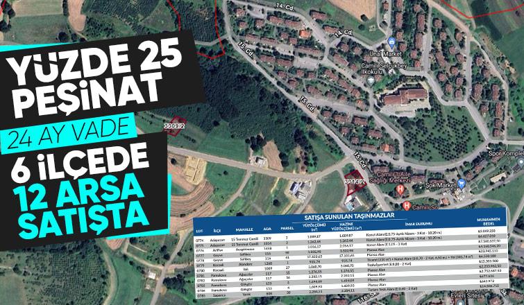 Kentsel Dönüşüm Başkanlığı Sakarya'da 12 arsayı satıyor