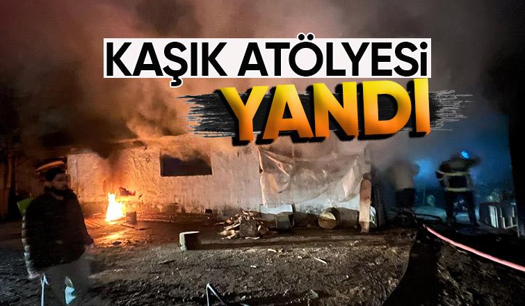 Akyazıda kaşık atölyesi yandı