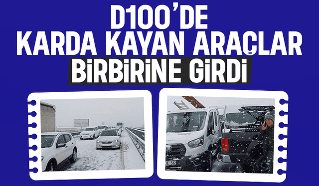 Pekşenler Üst Geçidi'nde kar kazası: Çok sayıda araç birbirine girdi.