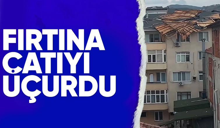 Binanın çatısı fırtınada uçtu