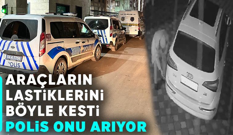 Akyazı'da park halindeki araçların lastiklerini kesti