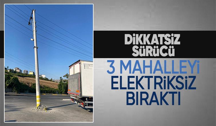 Direğe çarptı 3 mahallede elektrikler kesildi