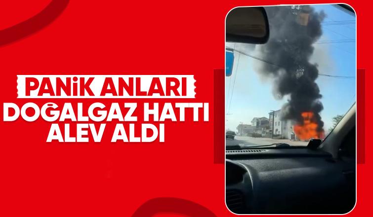 Maltepe'de doğalgaz hattı alev aldı