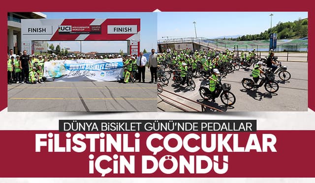 İlkokul öğrencileri pedalları Filistinli çocuklar için çevirdi