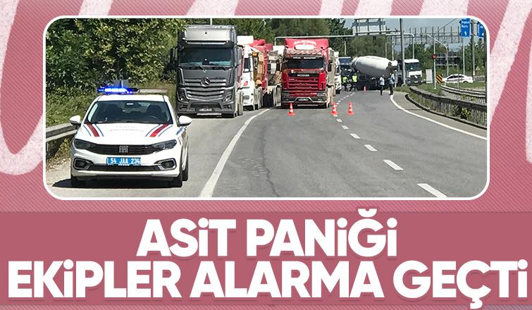 Yola dökülen asit ekipleri alarma geçirdi