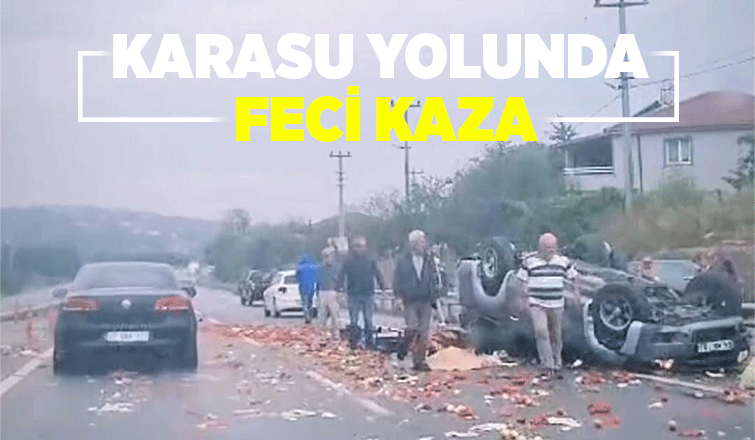 Kamyonet takla attı, ürünler saçıldı