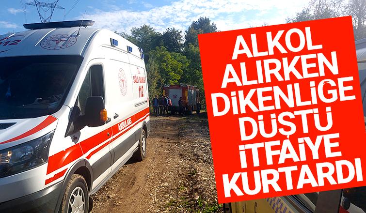 Alkol alırken dikenliğe düştü