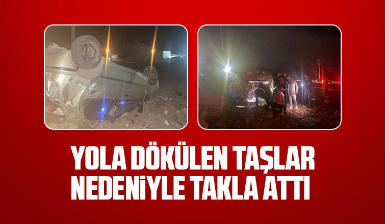 D-100'de otomobil takla attı