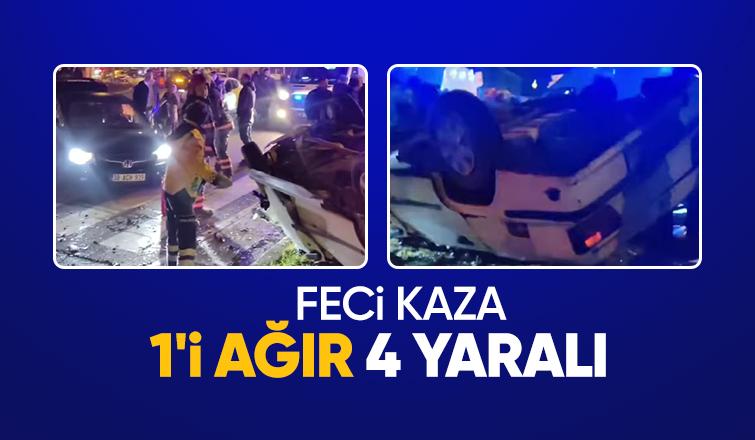 Otomobiller çarpıştı: 1'i ağır 4 yaralı