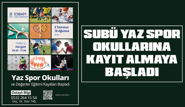 SUBÜ yaz spor okullarına kayıt almaya başladı