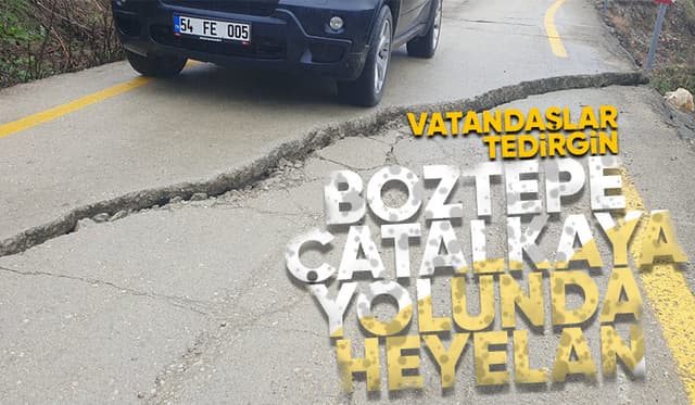 Boztepe'de heyelan yolda büyük yarık oluştu