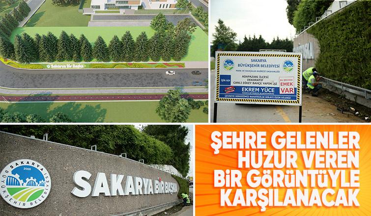 Büyükşehirden şehrin girişine dikey bahçe uygulaması