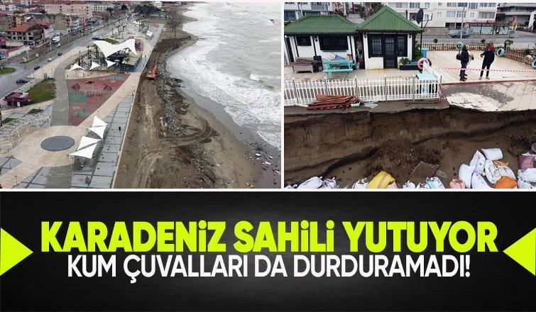 Dalgalar Karasu'da sahili yutuyor: Deniz caddeye ulaşmak üzere