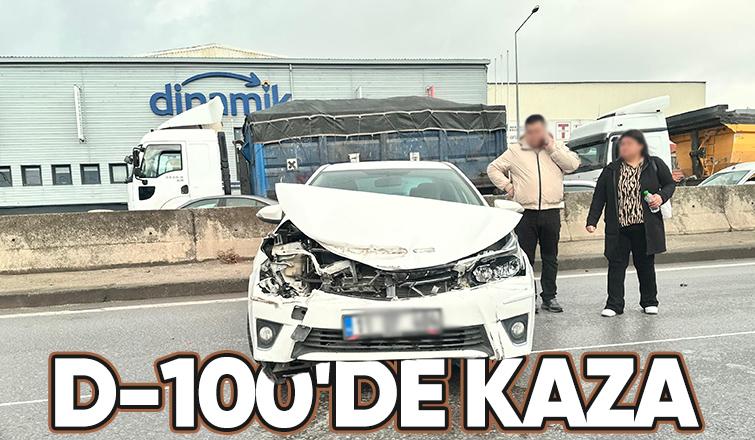 D-100'de otomobil tıra çarptı