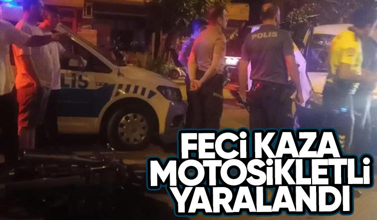 Hafif ticari araç motosikletle çarpıştı