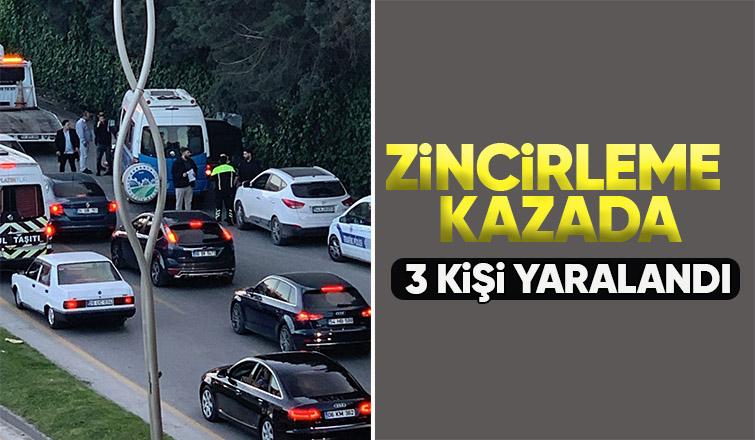 TEK çıkışında zincirleme kaza: 3 yaralı