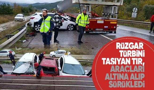 Araçları altına alıp metrelerce sürükledi