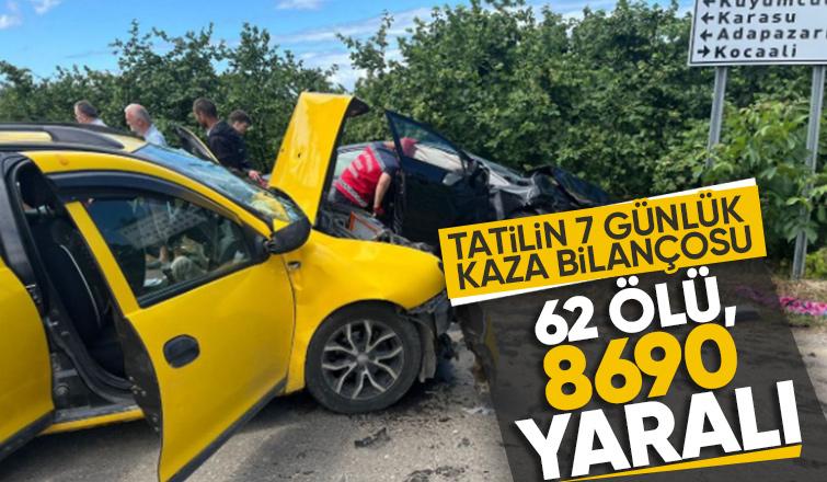 Bayram tatilinin 7 gününde kazalarda 62 kişi öldü