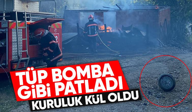 Tüp patladı kuruluk küle döndü