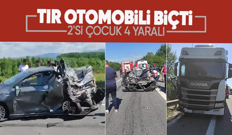 Otoyolda tır otomobili biçti