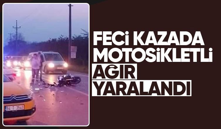 Ticari taksi ile çarpışan motosikletli yaralandı