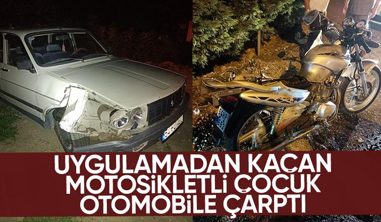 Motosikleti ile uygulamadan kaçan çocuk kaza yaptı