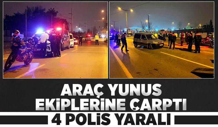 Hafif ticari araç yunus ekibine çarptı: 4 yaralı