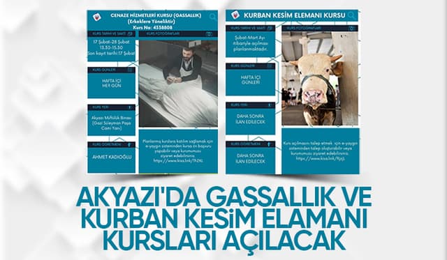 Akyazı'da gassalık ve kurban kesim elemanı kursu açılıyor