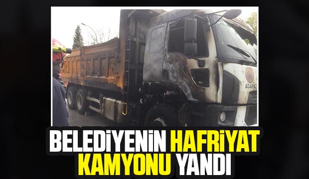 Camili'de hafriyat kamyon yandı