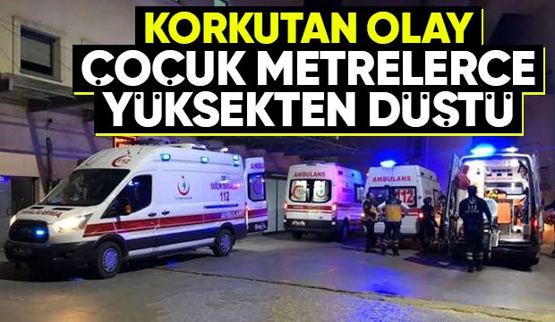 Küçük çocuk metrelerce yüksekten aşağı düştü