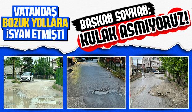 Bozuk yol tepkisine başkandan kulak asmıyoruz yanıtı