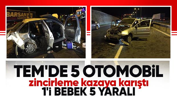 TEM'de Feci Kaza 1'i bebek 5 Yaralı otomobilden fırlayan bebek aracı ise yürek burktu