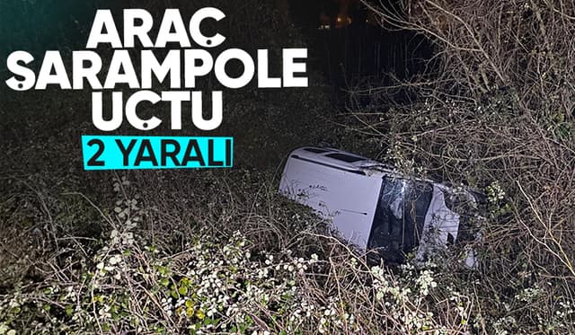 D-140'da araç şarampole uçtu