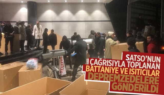 SATSO'da toplanan ısıtıcı ve battaniyeler depremzedelere gönderildi