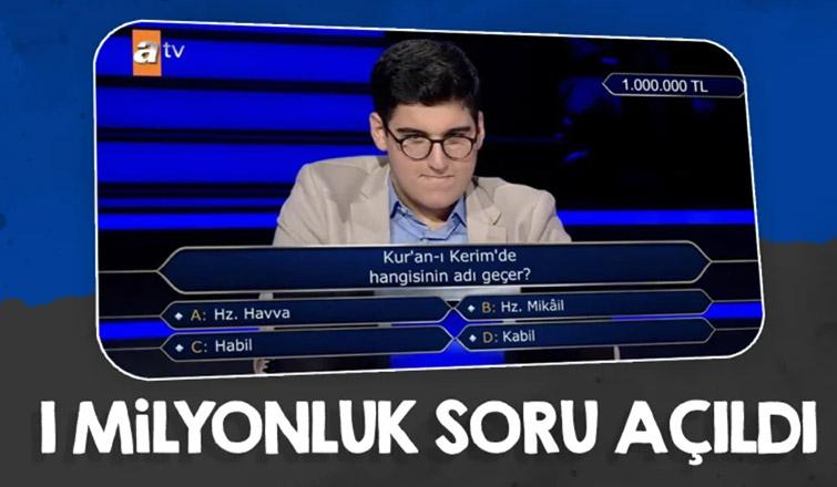 Kim Milyoner Olmak İster'de 1 milyonluk soru açıldı