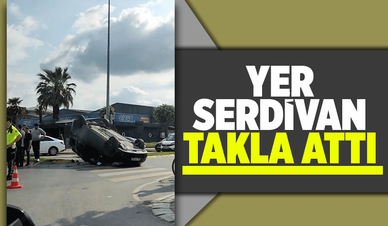 Panelvan ile çarpışan hafif ticari araç ters döndü