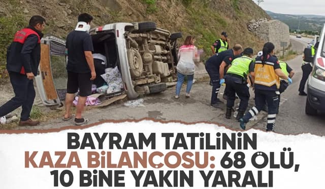 Bayram tatilindeki trafik kazalarında 68 kişi öldü