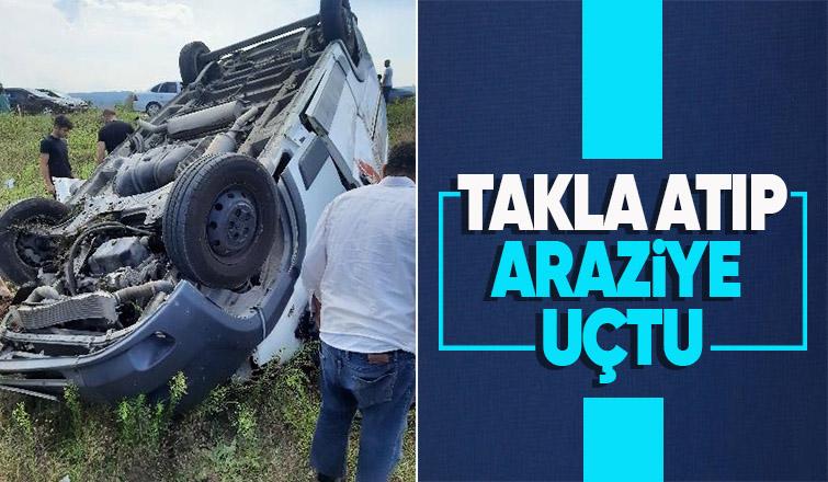 Kontrolden çıkan hafif ticari araç takla attı: 1 yaralı