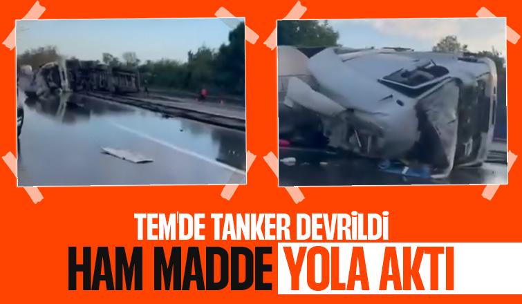 TEM Otoyolu'nda tanker kazası