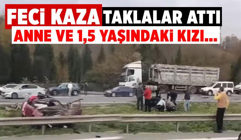 Taklalar Atan Otomobilde Anne ve Kızı Yaralandı