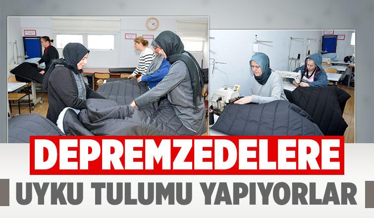 Depremzedeler için günde 350 uyku tulumu üretiyorlar