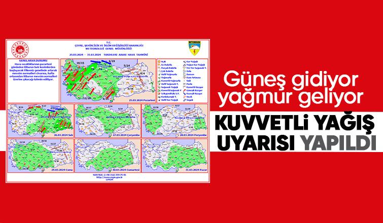 Sakarya için kuvvetli yağış uyarısı