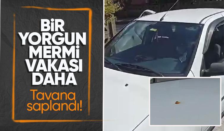 Otomobile yorgun mermi isabet etti