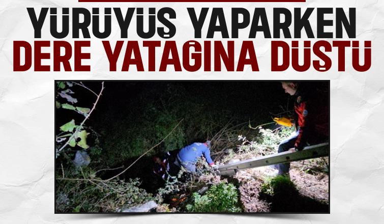 Dere yatağına düşen kişiyi itfaiye kurtardı