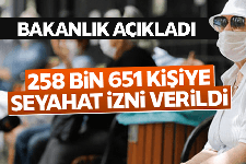 258 bin 651 kişiye seyahat izni verildi!