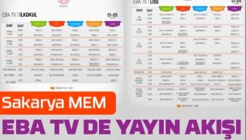 Sakarya Milli Eğitim Müdürlüğü (MEM) Eba tv ders programlarını yayınladı.