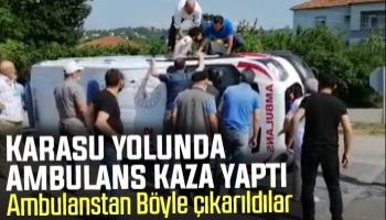 Karasu yolunda ambulans kaza yaptı