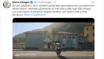 Emine Erdoğan Geyveli öğretmenin videosunu paylaştı